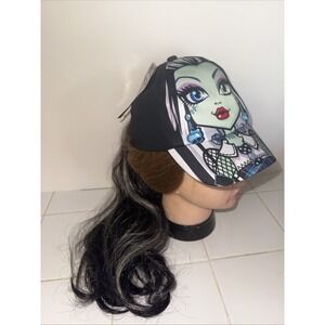 Monster High Girls Ball Cap/Hat Adjustable Size With Faux Long Hair NWT